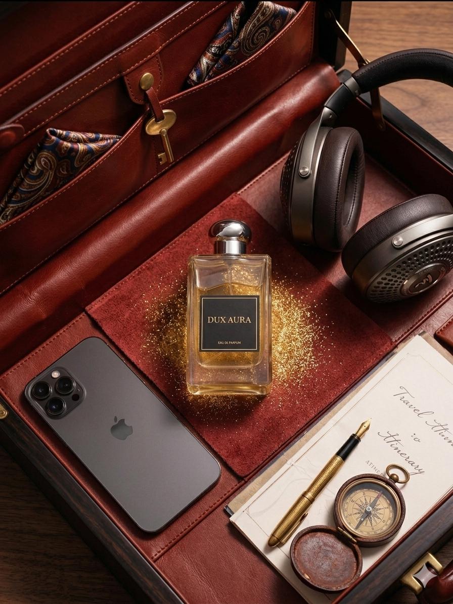 Dux Aura inside a luxury leather travel briefcase